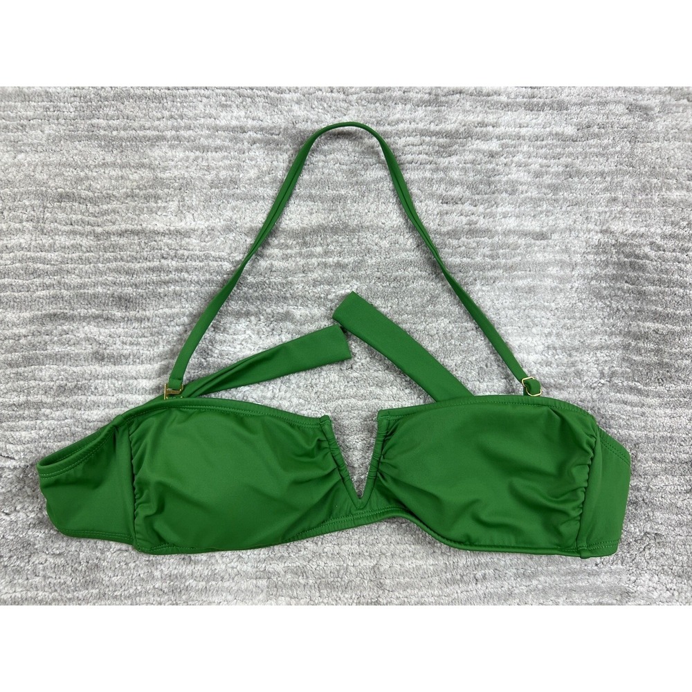 Urban Sea Bikini Top Womens M Green Bandeau Halter V-Wire Notch Ruched Swimwear